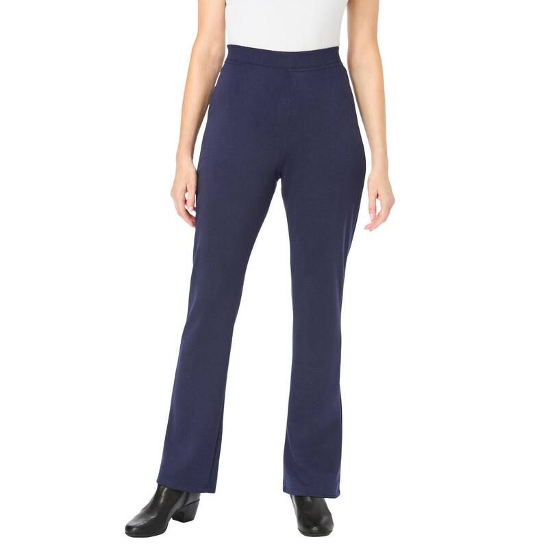 ウーマン ウィズイン レディース ボトムス カジュアルパンツ ブーツカット プラスサイズ トール ブーツ ニット Woman Within Plusize Tall Stretch Ponte Knit PullOn Bootcut Pants Pocket