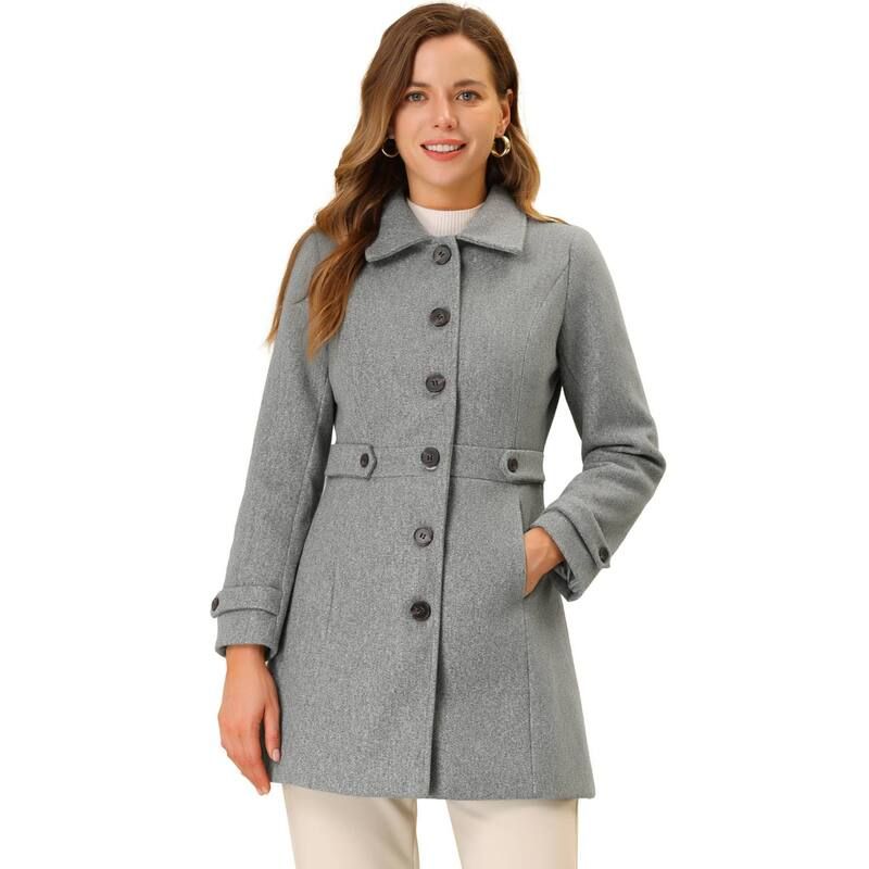 アレグラ ケー レディース アウター ジャケット・ブルゾン コート ALLEGRA K Womens Classic Single Breasted Winter Long Trenchcoat with Pockets Grey グレー