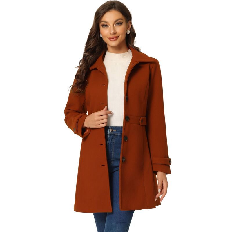 アレグラ ケー レディース アウター ジャケット・ブルゾン コート ALLEGRA K Womens Classic Single Breasted Winter Long Trenchcoat with Pockets Brick Red レッド