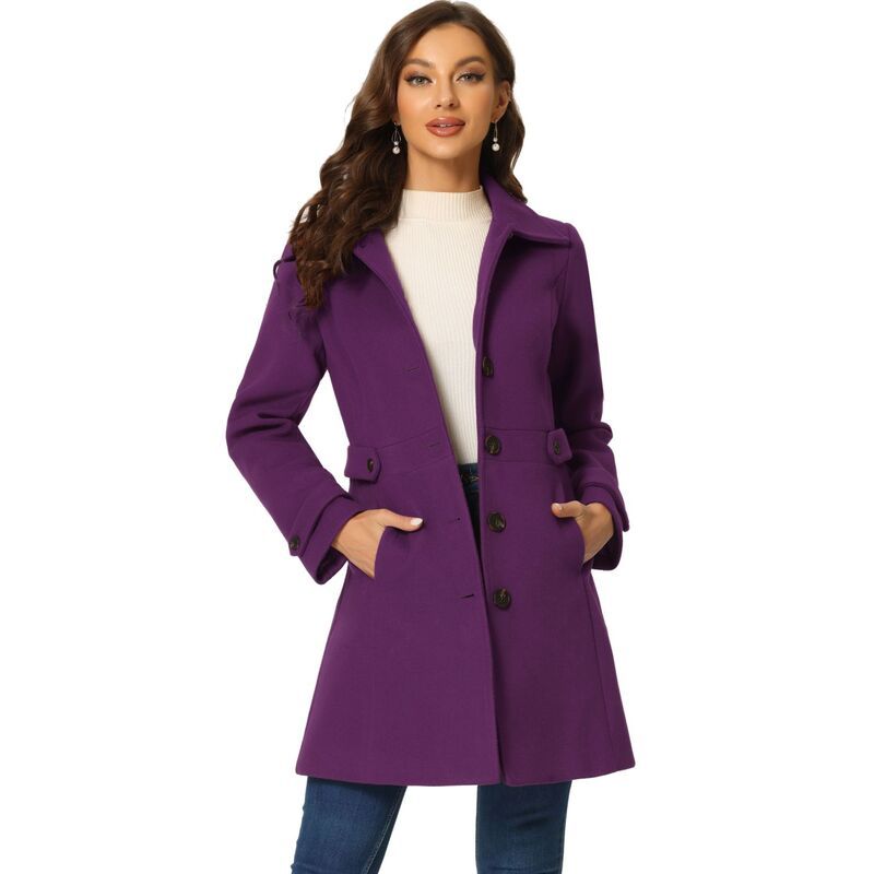 アレグラ ケー レディース アウター ジャケット・ブルゾン コート ALLEGRA K Womens Classic Single Breasted Winter Long Trenchcoat with Pockets Purple パープル