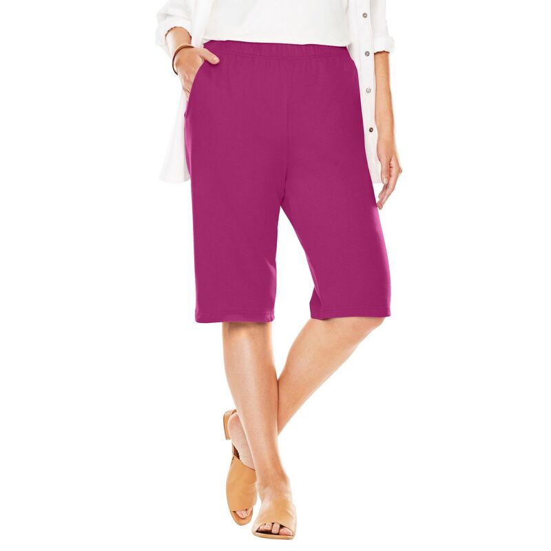 ウーマン ウィズイン レディース ボトムス ハーフパンツ・ショーツ プラスサイズ ショートパンツ ニット Woman Within Plusize 7Day Knit Bermuda Shorts Raspberry