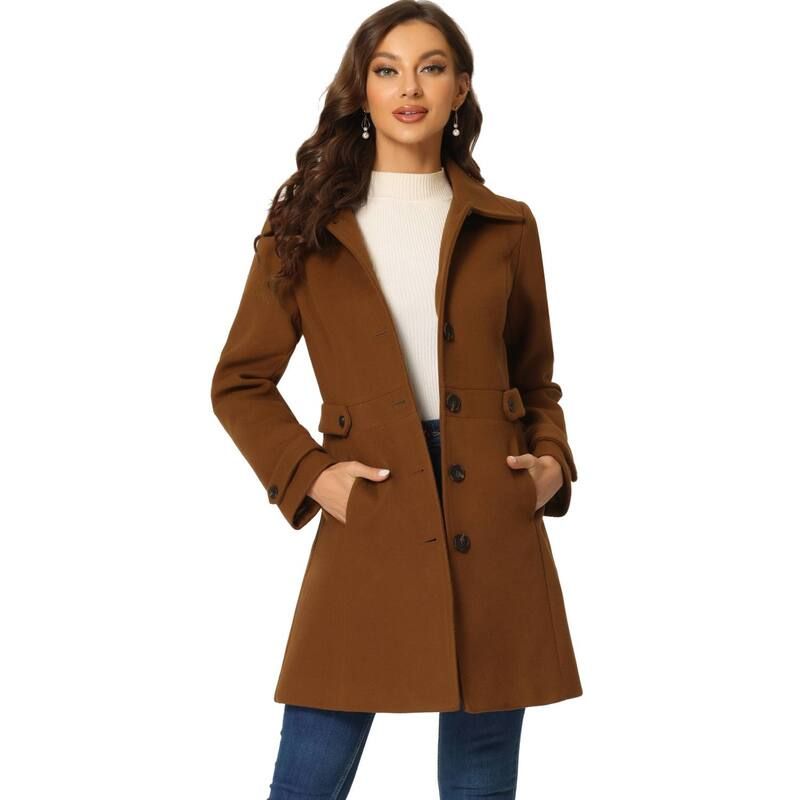 アレグラ ケー レディース アウター ジャケット・ブルゾン コート ALLEGRA K Womens Classic Single Breasted Winter Long Trenchcoat with Pockets Deep Brown ブラウン