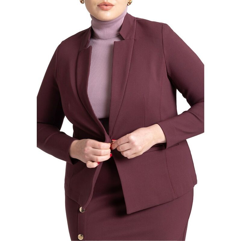エロクイ レディース アウター ジャケット・ブルゾン プラスサイズ ブレザー ELOQUII Womens Plusize The Ultimate Stretch One Button Blazer Vineyard Wine ワイン