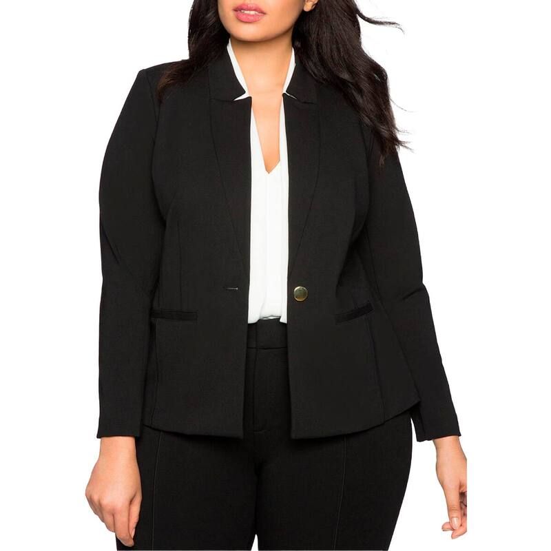 エロクイ レディース アウター ジャケット・ブルゾン プラスサイズ ブレザー ELOQUII Womens Plusize The Ultimate Stretch One Button Blazer Black ブラック