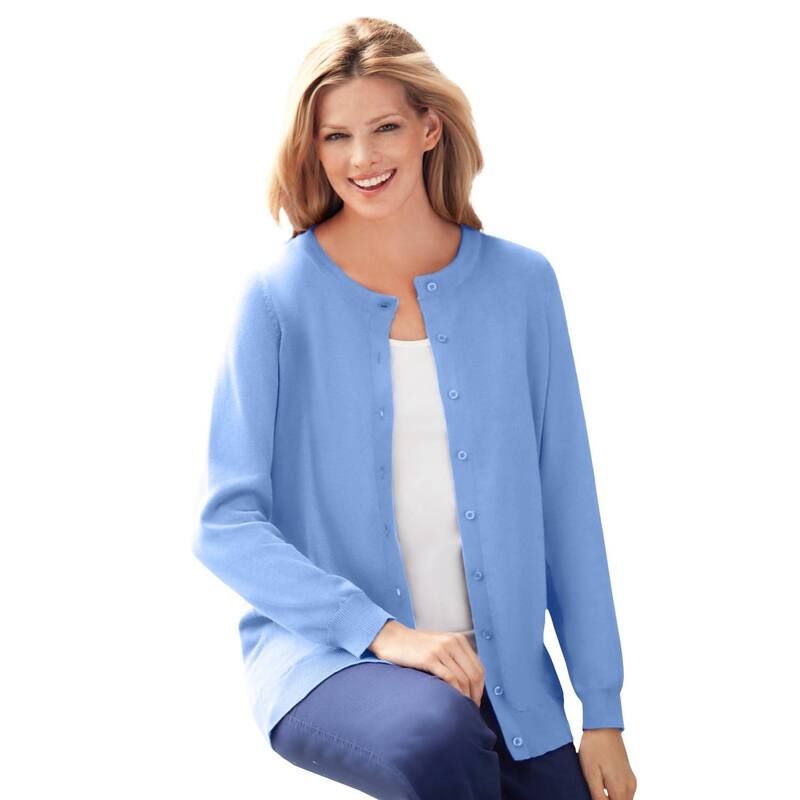 ウーマン ウィズイン レディース アウター ニット・セーター プラスサイズ カーディガン 長袖 Woman Within Plusize Perfect LongSleeve Cardigan Sweater French Blue ブルー