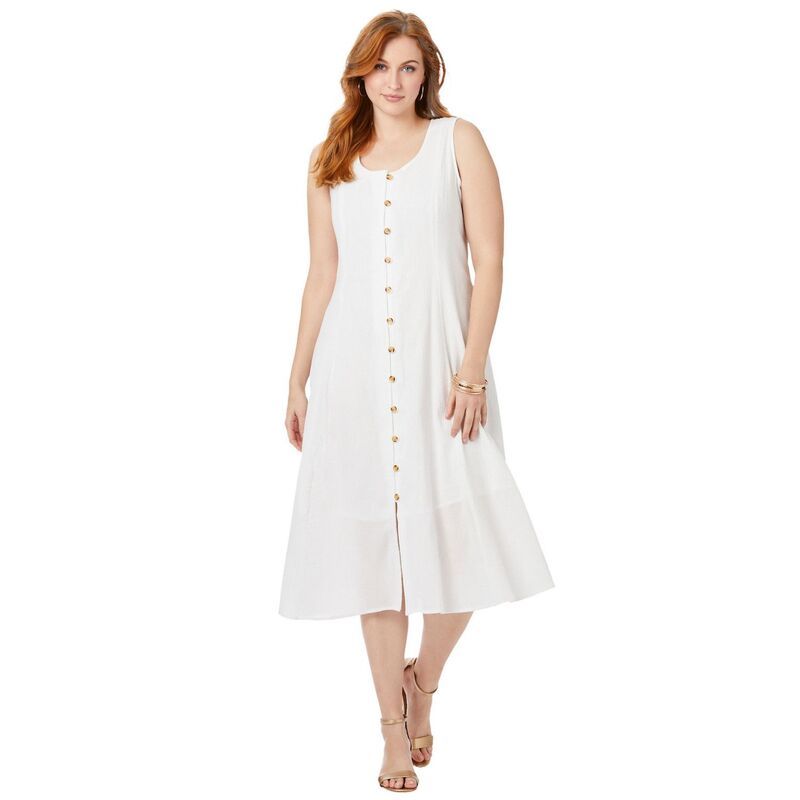ジェシカロンドン レディース トップス ワンピース ボタンダウン プラスサイズ ダウン Jessica London Womens Plusize Button Down Gauze Dress White ホワイト 21,520円