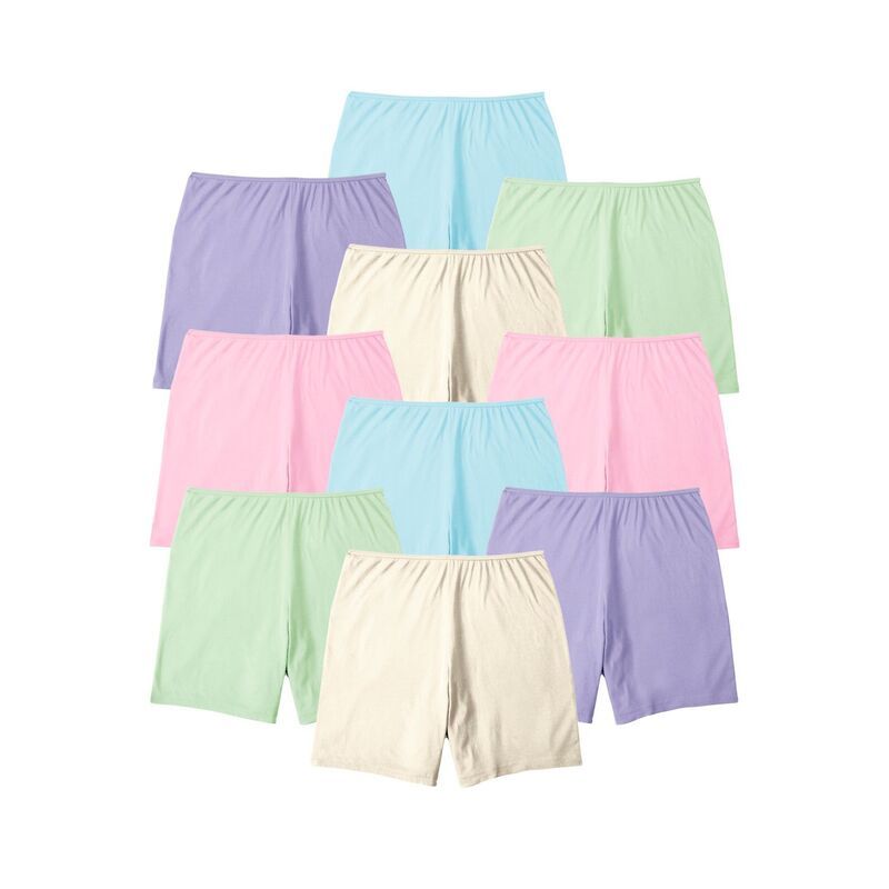 コンフォート チョイス レディース アンダーウェア パンツ プラスサイズ コットン Comfort Choice Plusize Cotton Boxer 10Pack Pastel Pack