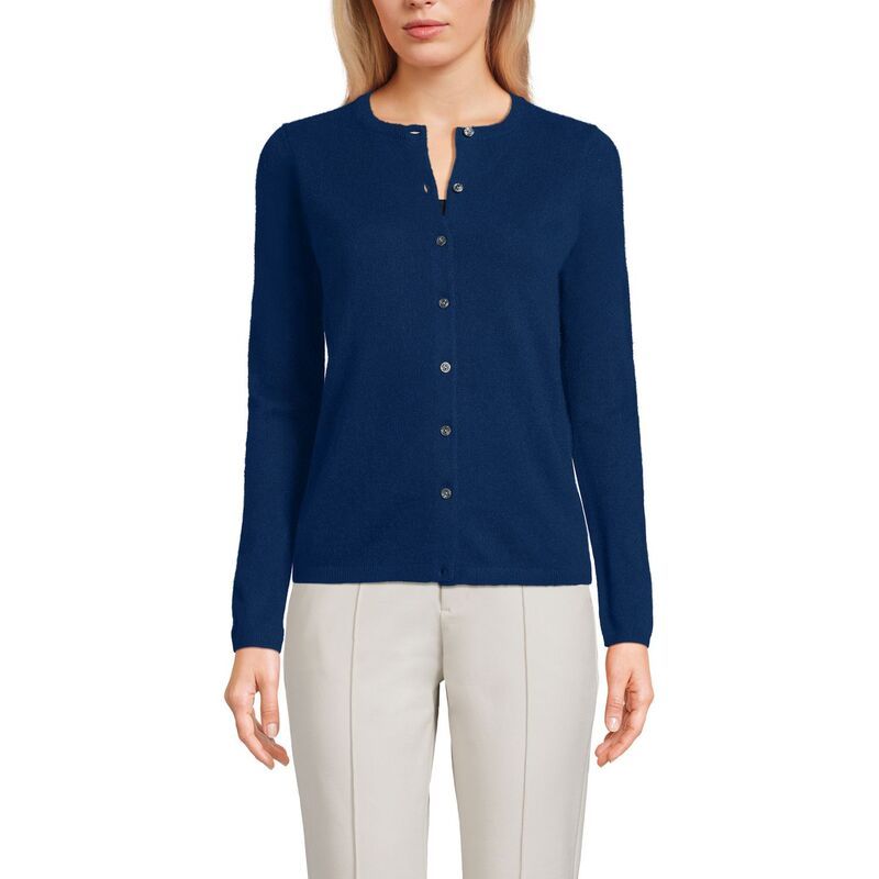 ランズエンド レディース アウター ニット・セーター カーディガン Womens Lands End Classicashmere Cardigan Sweater Deep Sea Navy ネイビー