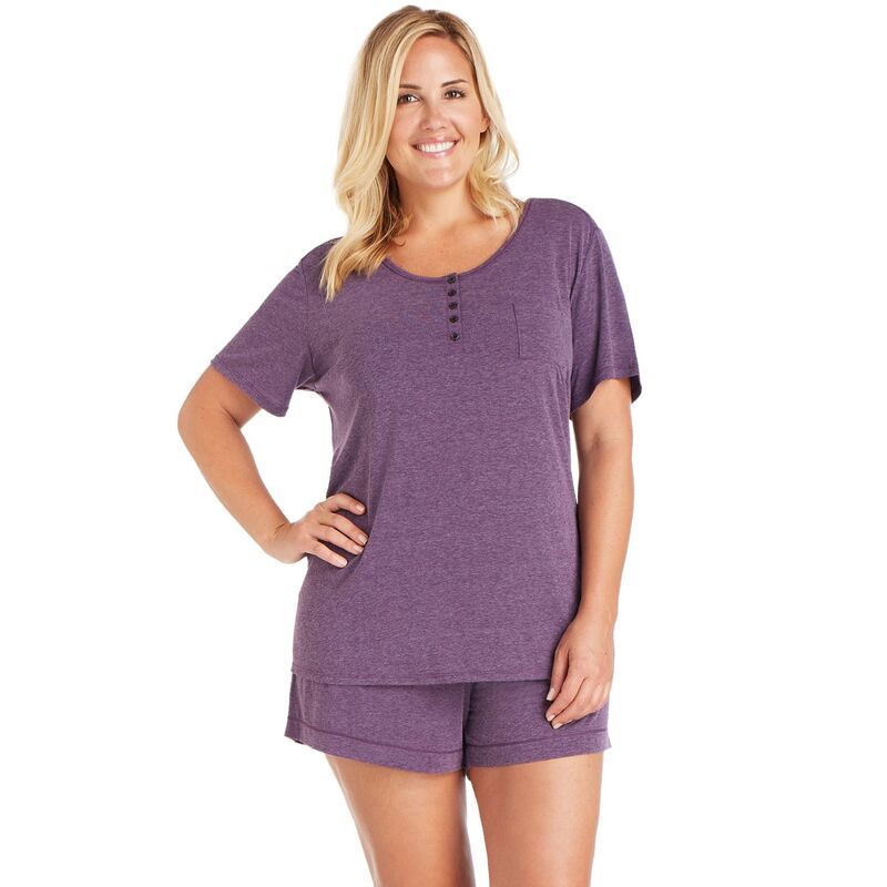 クドルドッズ レディース アンダーウェア ナイトウェア プラスサイズ Tシャツ Plusize Cuddl Duds Essentials Pajama Tee Pajama Boxersleep Set Plum プラム