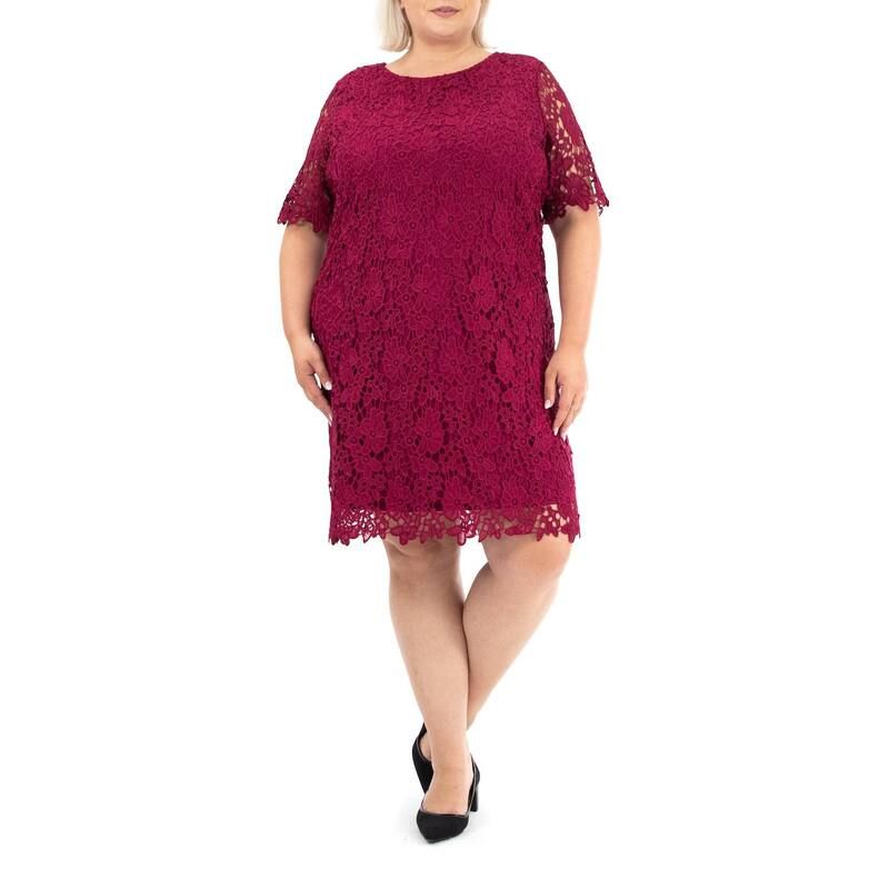 ニナレオナルド レディース トップス ワンピース プラスサイズ レース Plusize Nina Leonard Lace Sheath Dressangria