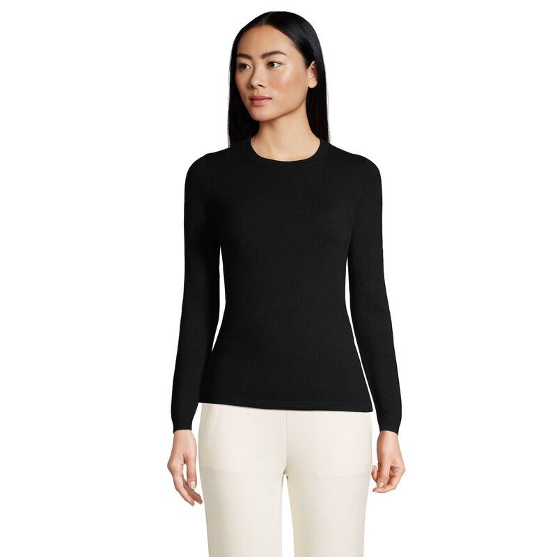 ランズエンド レディース アウター ニット・セーター クルーネック Womens Lands End Crewneck Cashmere Sweater Black ブラック