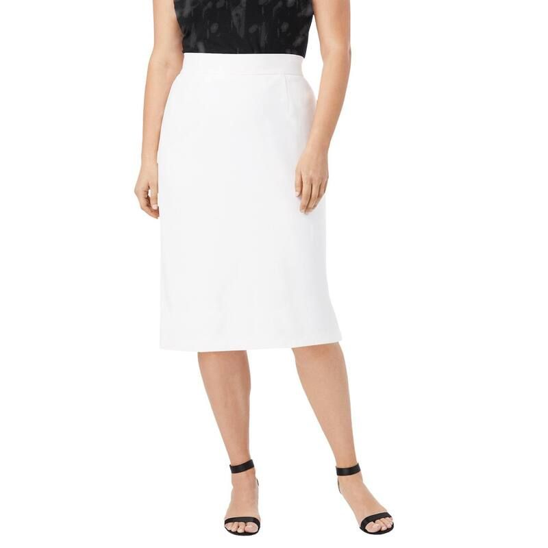 ジェシカロンドン レディース ボトムスカート プラスサイズ Jessica London Womens Plusize Tummy Control BiStretch Pencil Skirt White ホワイト