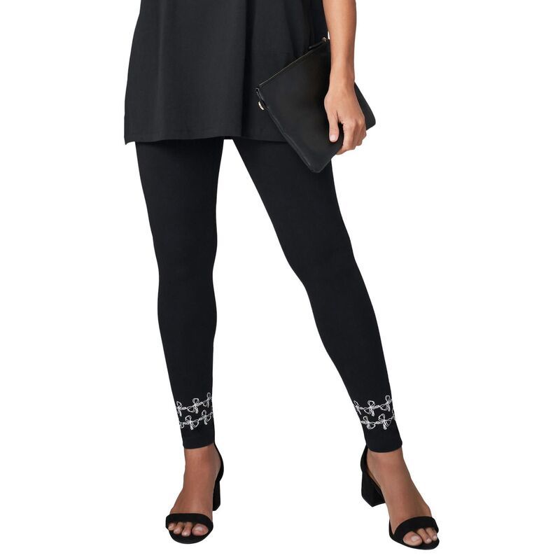 ジェシカロンドン レディース ボトムス カジュアルパンツ プラスサイズ コットン Jessica London Womens Plusizeveryday Stretch Cotton Legging Black Bow Border ブラック