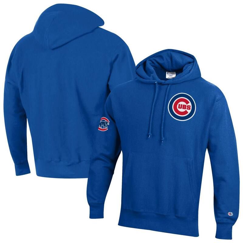チャンピオン レディース トップス Tシャツ パーカー Mens Champion Royal Chicago Cubs Reverse Weave Chenille Hoodie Cublue ブルー