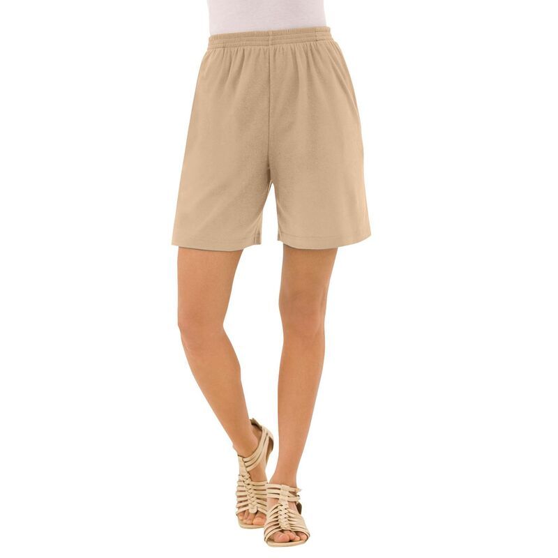 ロアマンズ レディース ボトムス ハーフパンツ・ショーツ プラスサイズ プチ ニット Roamans Womens Plusize Petite Plusize Soft Knit PullOn Short New Khaki カーキ