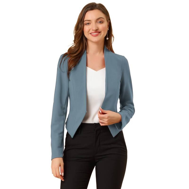 アレグラ ケー レディース アウター ジャケット・ブルゾン クロップド ブレザー ALLEGRA K Womens Collarless Work Office Business Casual Cropped Blazer Grey Blue グレー 11,765円
