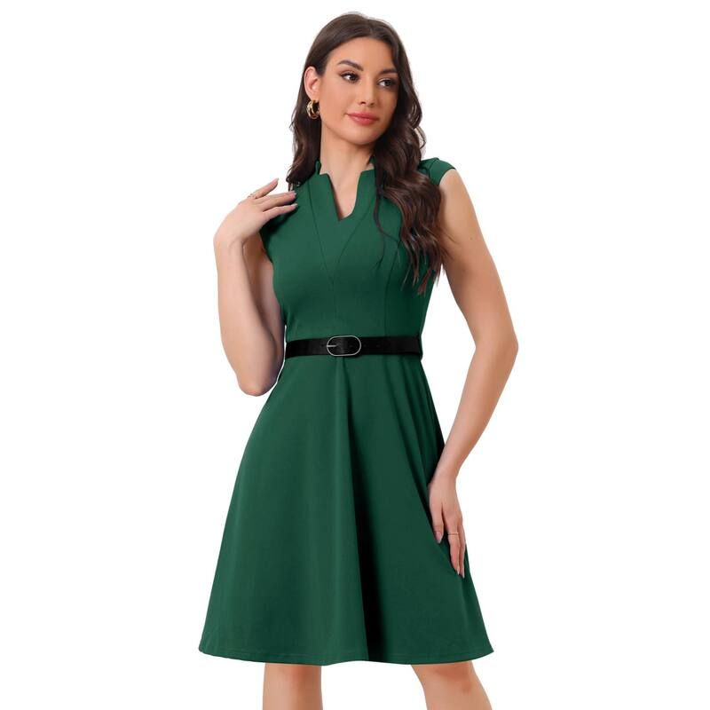 アレグラ ケー レディース トップス ワンピース ノースリーブ ALLEGRA K Elegant Dress For Womensplit Neck Wear To Work Sleeveless Dresses Green グリーン