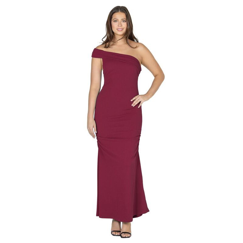 24 セブンコンフォート レディース トップス ワンピース ギャザー ワンショルダー マキシ Womens 24Seven Comfort Apparel OneShoulderuched Mermaid Maxi Dress Brick