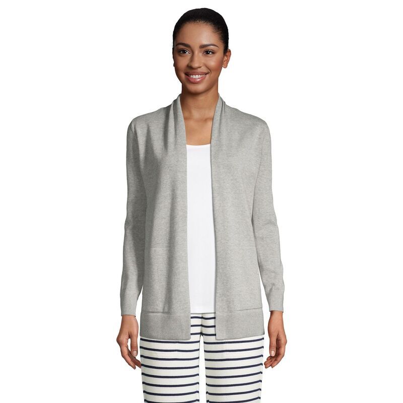ランズエンド レディース アウター ニット・セーター カーディガン Womens Lands End OpenFront Long Cardigan Sweater Gray Heather グレー