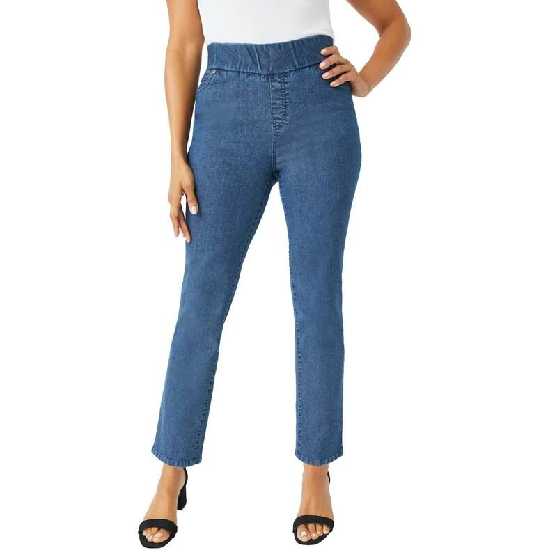 ジェシカロンドン レディース ボトムス デニムパンツ プラスサイズ Jessica London Womens Plusize Comfort Waistretch Denim StraightLeg Jean Medium Stonewash デニム