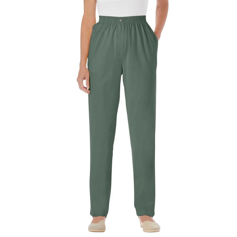 ウーマン ウィズイン レディース ボトムス デニムパンツ プラスサイズ コットン ジーンズ Woman Within Plusize StraightLeg AllCotton Denim PullOn 7Day ElasticWaist Jeans Pine