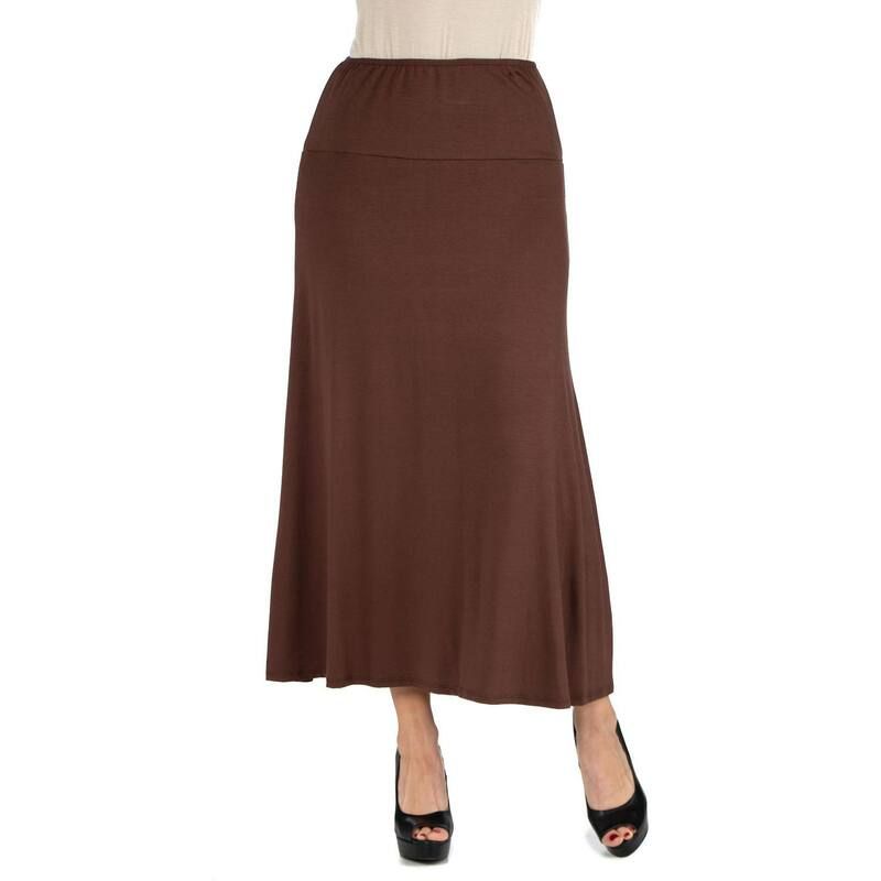 24 セブンコンフォート レディース ボトムスカート ミディ Womens 24seven Comfort Apparelastic Waist Midi Skirt Brown ブラウン