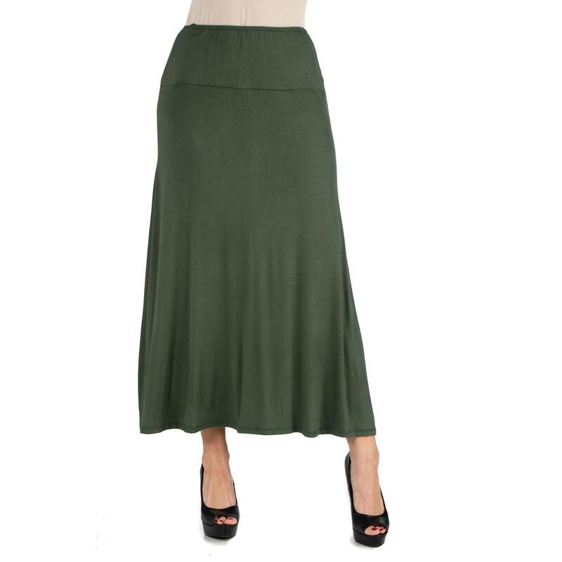 24 セブンコンフォート レディース ボトムスカート ミディ Womens 24seven Comfort Apparelastic Waist Midi Skirt Olive オリーブ
