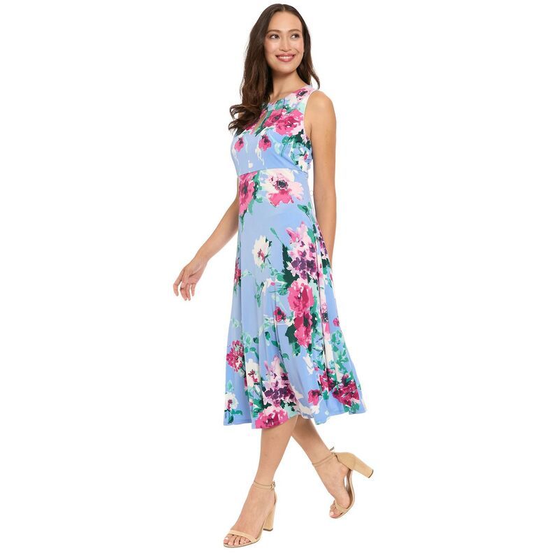 ロンドンタイムス レディース トップス ワンピース フラワー柄 プリント ミディ フラワー ホルター Womens London Times Halter Keyhole Floral Print Midi Dressky Pink ピンク