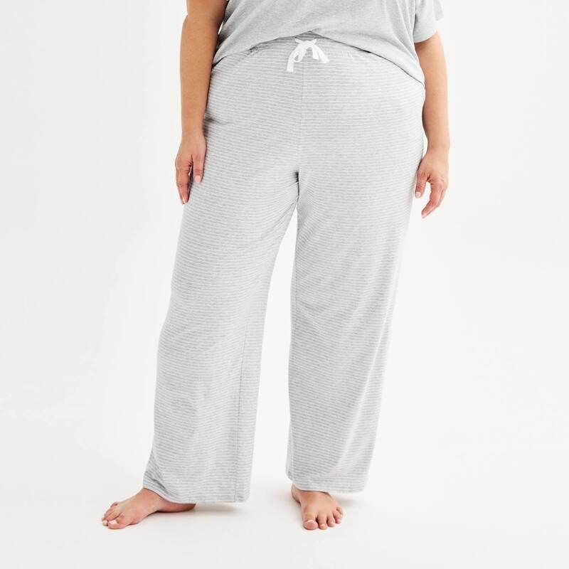 ソノマ レディース アンダーウェア ナイトウェア プラスサイズ パンツ コットン Plusize Sonoma Goods For Life Cotton Modal Open Hem Sleepants Gray Stripe グレー