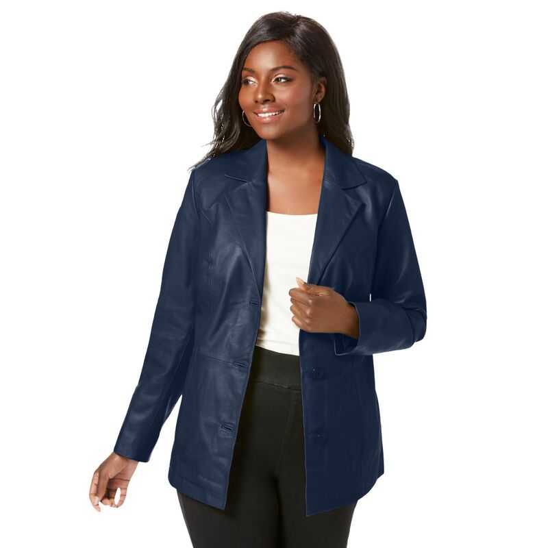 ジェシカロンドン レディース アウター ジャケット・ブルゾン プラスサイズ ブレザー Jessica London Womens Plusize Leather Blazer Navy ネイビー