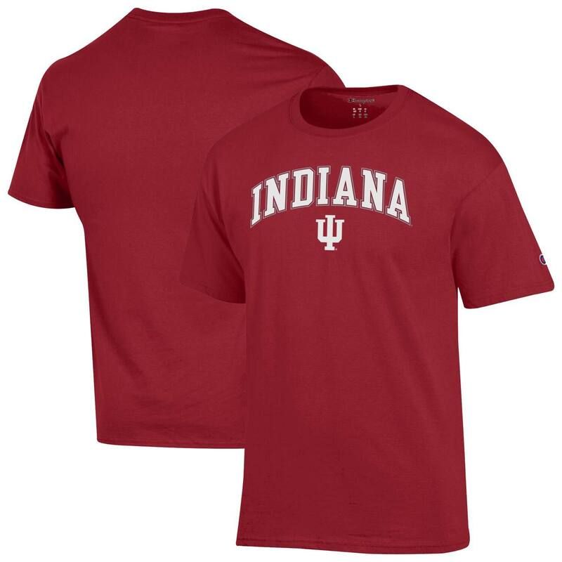 チャンピオン レディース トップス Tシャツ ロゴ Mens Champion Crimson Indiana Hoosiers Arch Over Logo TShirt Ind Red レッド