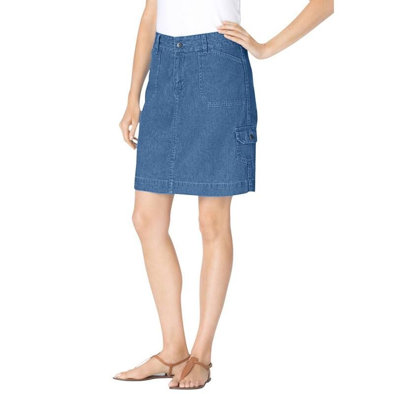 ウーマン ウィズイン レディース ボトムスカート プラスサイズ デニム Woman Within Plusize Perfect Denim Skort Medium Stonewash デニム