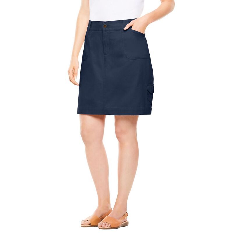 ウーマン ウィズイン レディース ボトムスカート プラスサイズ デニム Woman Within Plusize Perfect Denim Skort Navy ネイビー