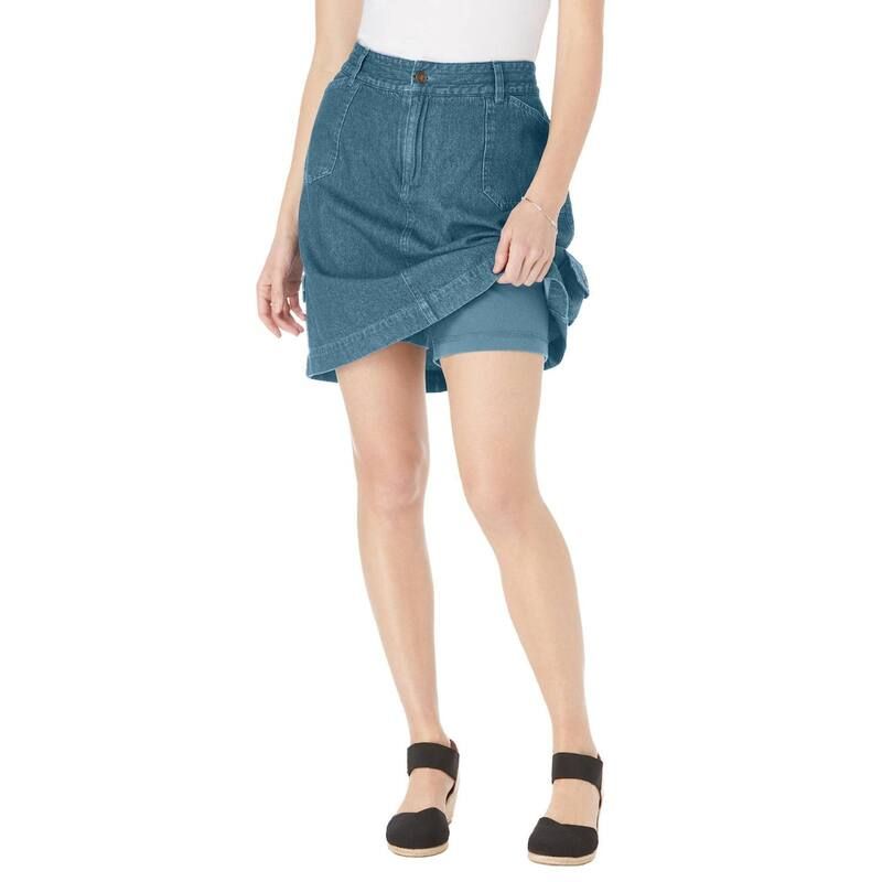 ウーマン ウィズイン レディース ボトムスカート プラスサイズ デニム Woman Within Plusize Perfect Denim Skort Indigo インディゴ