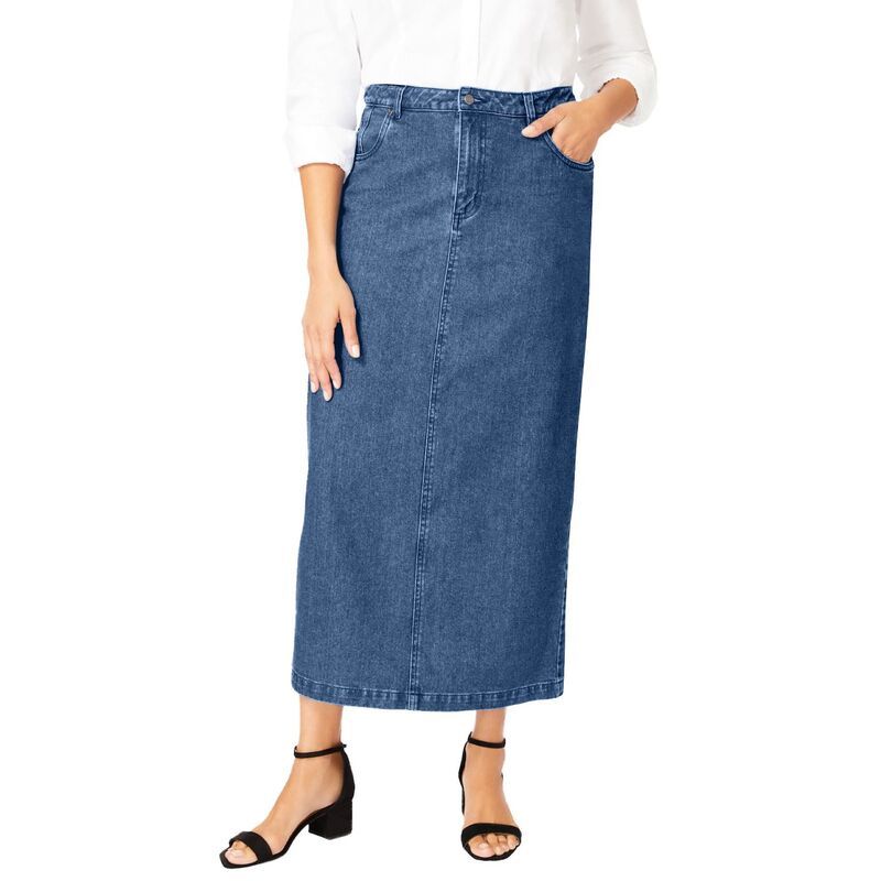 ジェシカロンドン レディース ボトムスカート プラスサイズ ミディ コットン デニム Jessica London Womens Plusize Classicotton Denimidi Skirt Medium Stonewash デニム