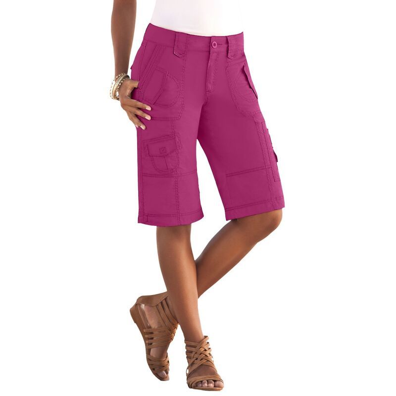 ロアマンズ レディース ボトムス ハーフパンツ・ショーツ プラスサイズ ショートパンツ Roamans Womens Plusize Cargo Shorts Raspberry