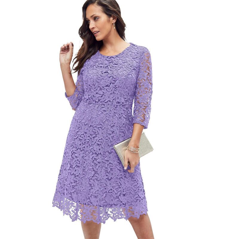 ジェシカロンドン レディース トップス ワンピース プラスサイズ レース Jessica London Womens Plusize Lace Fit Flare Dress Vintage Lavender ラベンダー