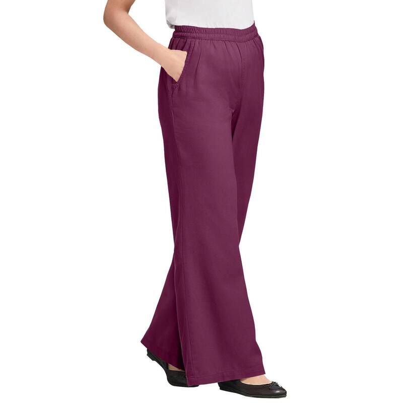 ウーマン ウィズイン レディース ボトムス デニムパンツ プラスサイズ コットン ジーンズ Woman Within Plusize Perfect ElasticWaist WideLeg AllCotton PullOn Denim Jeans Deep