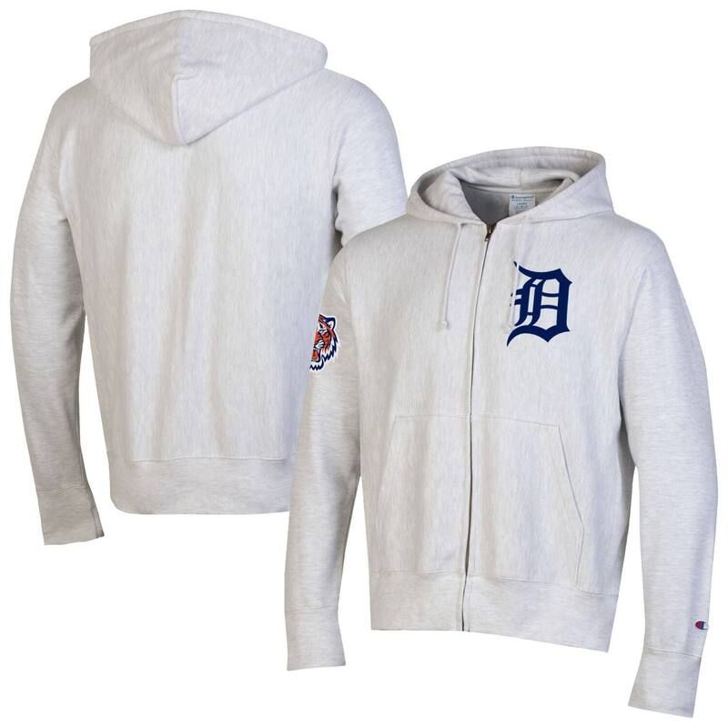 チャンピオン レディース トップス Tシャツ パーカー Mens Champion Gray Detroitigers Reverse Weave Chenille FullZip Hoodie Tgrey グレー