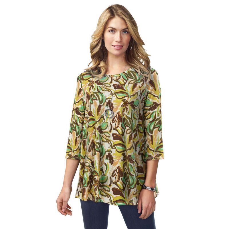 ジェシカロンドン レディース トップス Tシャツ プラスサイズ ニット Jessica London Womens Plusize Stretch Knit Swing Tunic Grass Floral