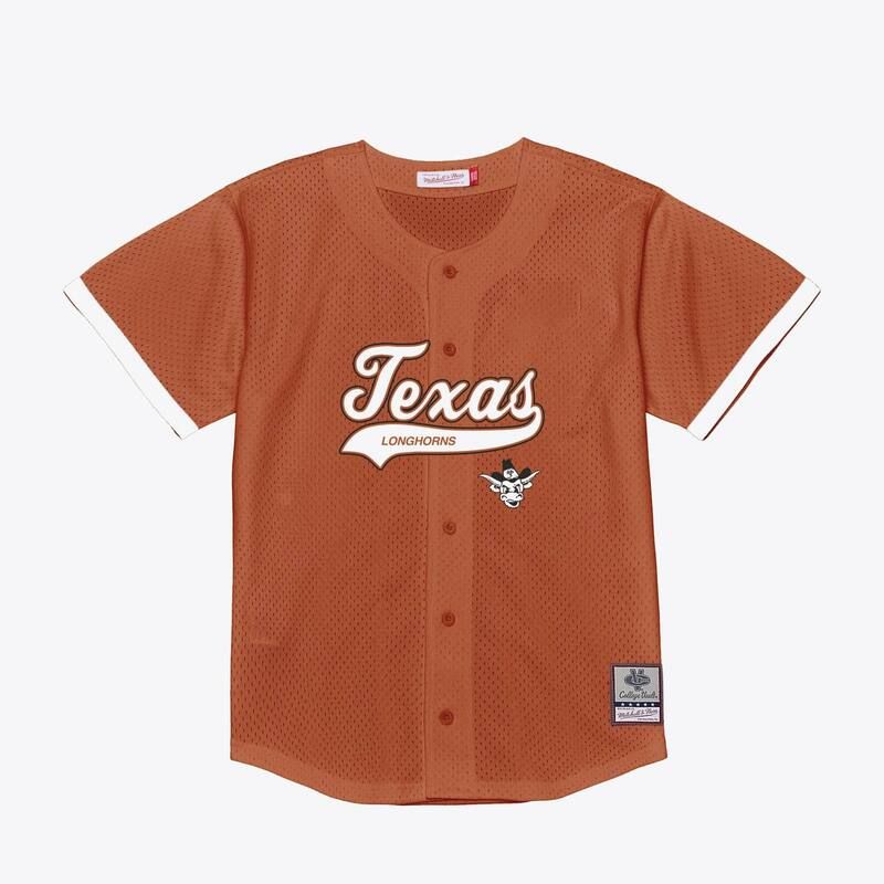ミッチェルネス レディース トップス Tシャツ メッシュ ジャージー Mens Mitchell Ness Texas Orange Texas Longhorns Mesh ButtonUp Batting Practice Baseball Jersey