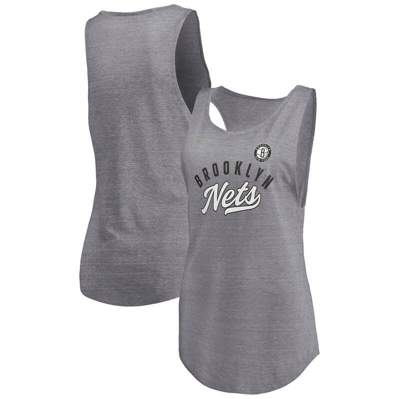 ファナティクス レディース トップス Tシャツ Womens Fanatics Heathered Gray Brooklynets Quality Time Open Scoop Neck TriBlend Tank Top Net Grey グレー