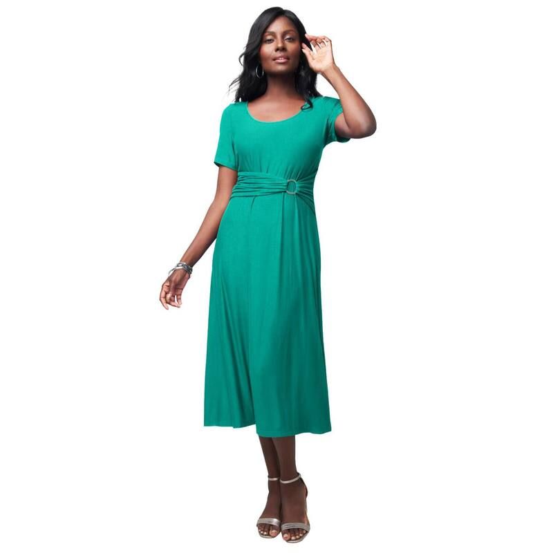 ジェシカロンドン レディース トップス ワンピース プラスサイズ ミディ Jessica London Womens Plusize Buckle Midi Dress Aqua Sea アクア
