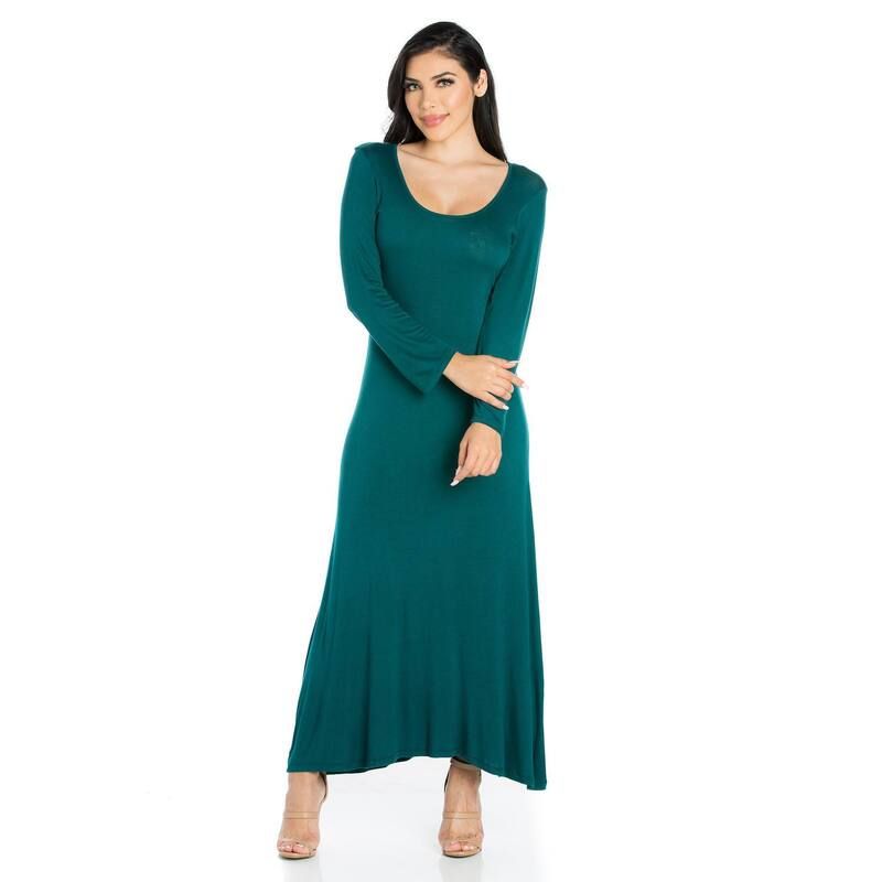 24 セブンコンフォート レディース トップス ワンピース マキシ Womens 24seven Comfort Apparel Scoopneck Long Sleeve Maxi Dress Green グリーン