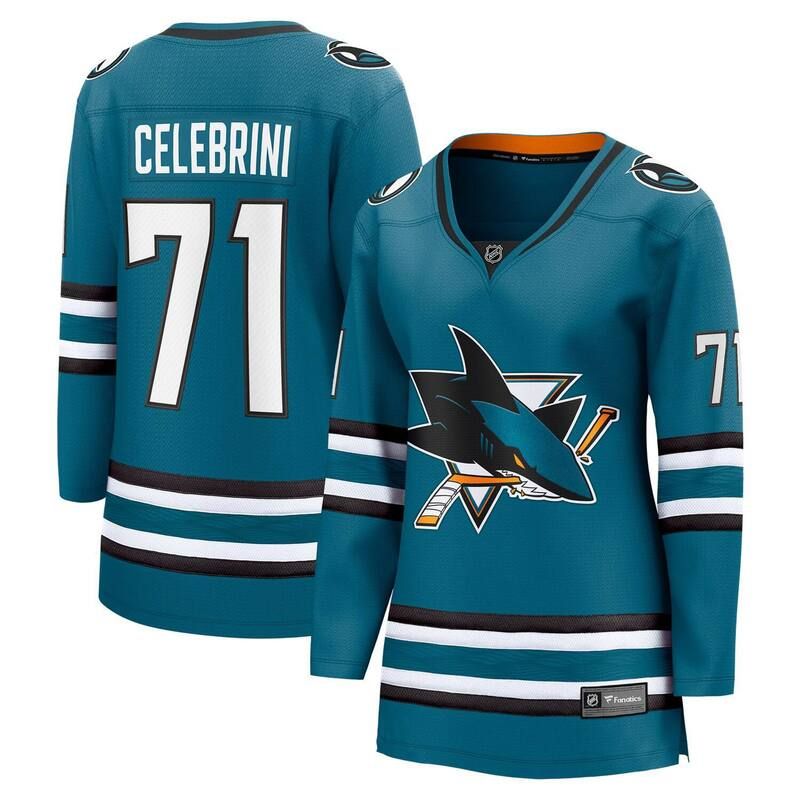 ファナティクス レディース トップス Tシャツ ジャージー Womens Fanatics Macklin Celebrini Teal San Jose Sharks Home Breakaway Jersey Sks Blue ブルー