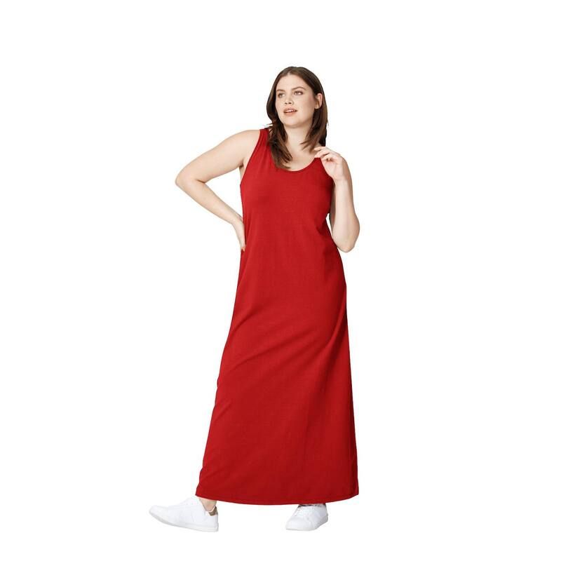 Ellos レディース トップス ワンピース A ライン プラスサイズ ノースリーブ コットン マキシ ellos Plusize Cotton Spandex Scoop Neck Sleeveless A Line Maxi Dress Chili Red 12,030円