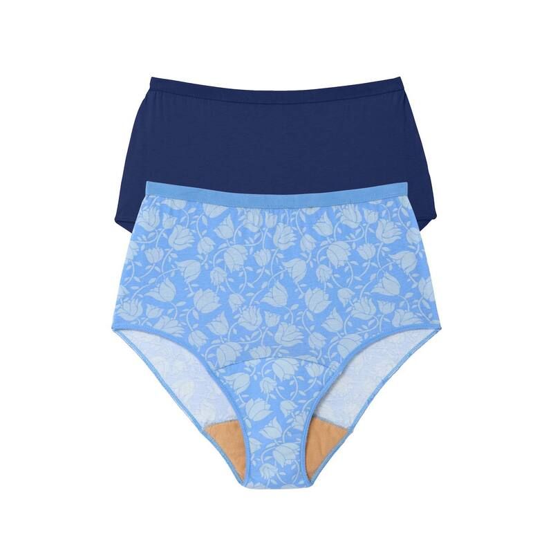 コンフォート チョイス レディース アンダーウェア パンツ プラスサイズ コットン Comfort Choice Plusize Cotton Incontinence Brief 2Pack Stamped Floral Pack