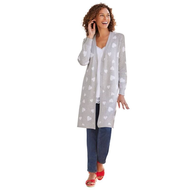 ウーマン ウィズイン レディース アウター ニット・セーター プラスサイズ コットン Woman Within Plusize Perfect Cotton Duster Sweater Heather Grey Scattered グレー