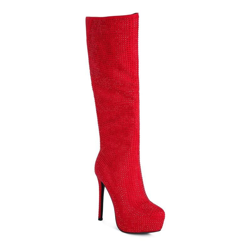 ロンドンラグ レディース シューズ ブーツ・レインブーツ London Rag Nebula Diamante Womens KneeHigh Boots Red レッド