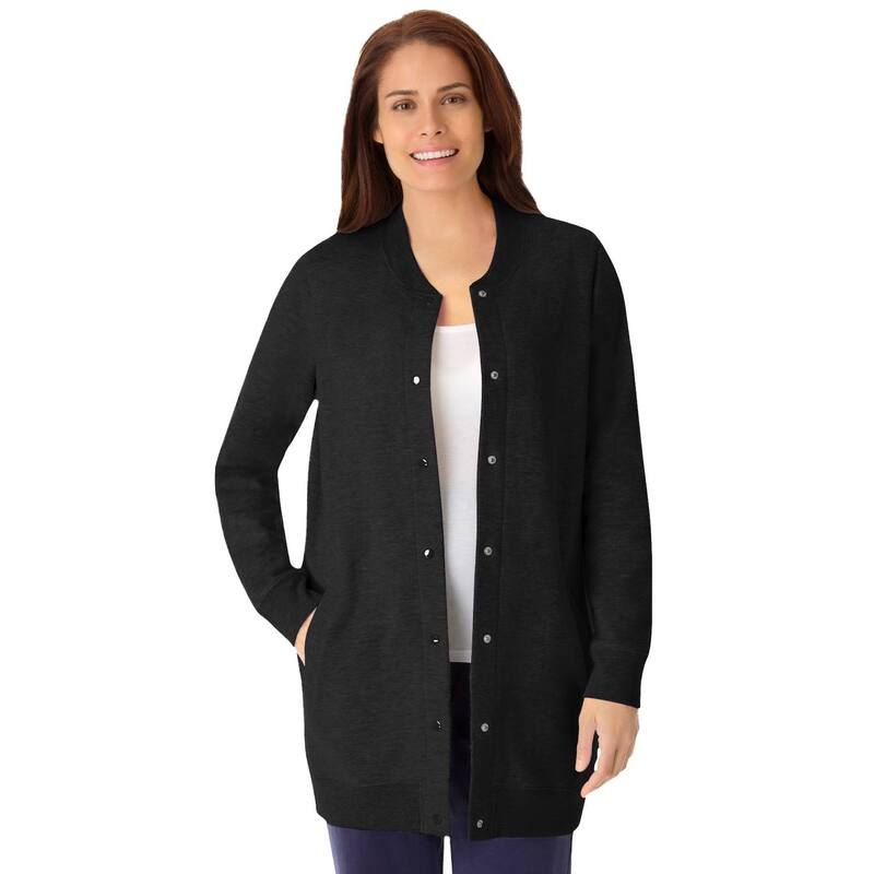 ウーマン ウィズイン レディース アウター ジャケット・ブルゾン プラスサイズ フリース Woman Within Plusize Fleece Baseball Jacket Black ブラック